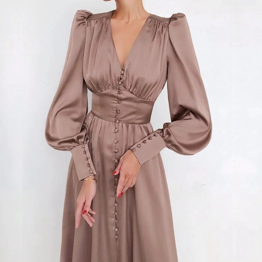 Mauve v neck dress best sale