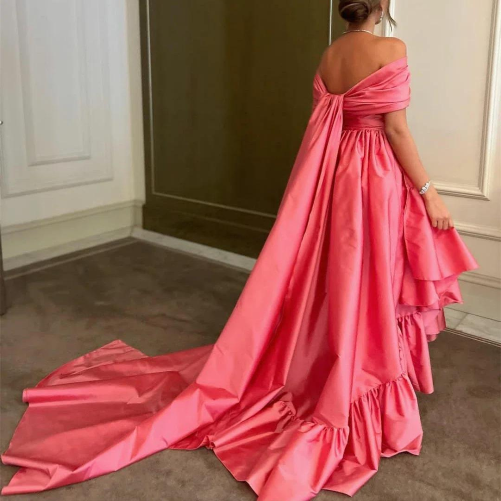 Dubai Style Pink Princess Long Evening Dress, Back