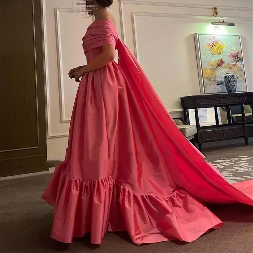 Dubai Style Pink Princess Long Evening Dress, Left