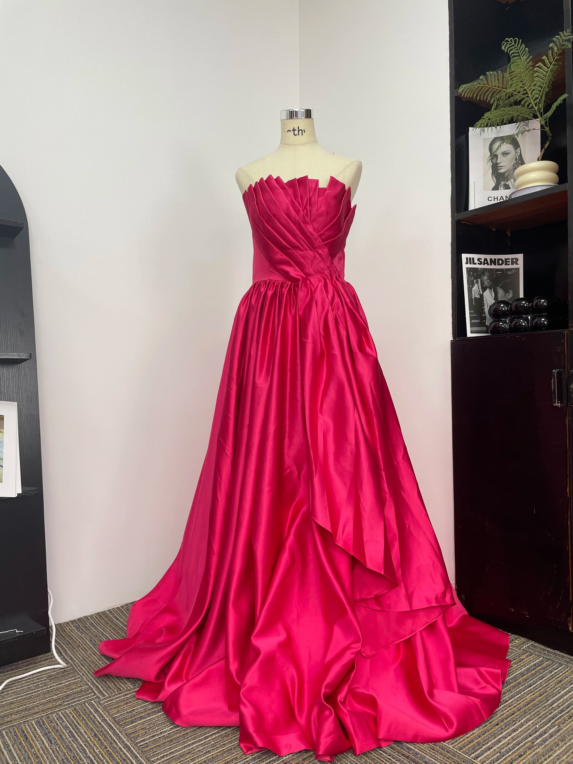 Elegant Hot Pink Silk Princess Prom Dress Little Lala Boutique