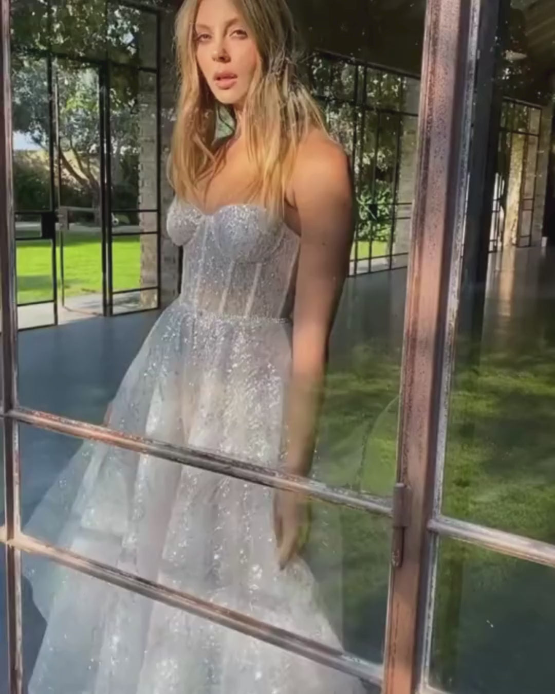 Glitter Sequin Tulle Tea-Length Prom Dress, Video