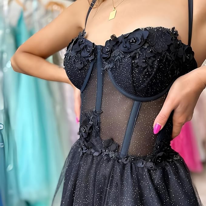 Black Glitter Tulle Princess Prom Dress – Little Lala Boutique